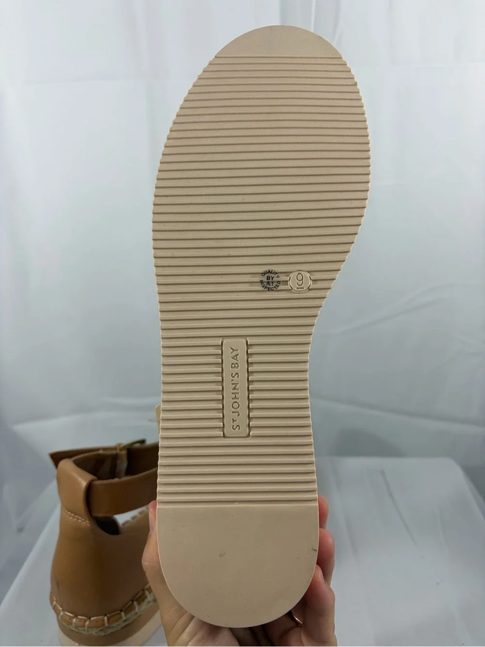 NWT St. John's Bay Women’s Size 9 Cream Woven Espadrille Sandals